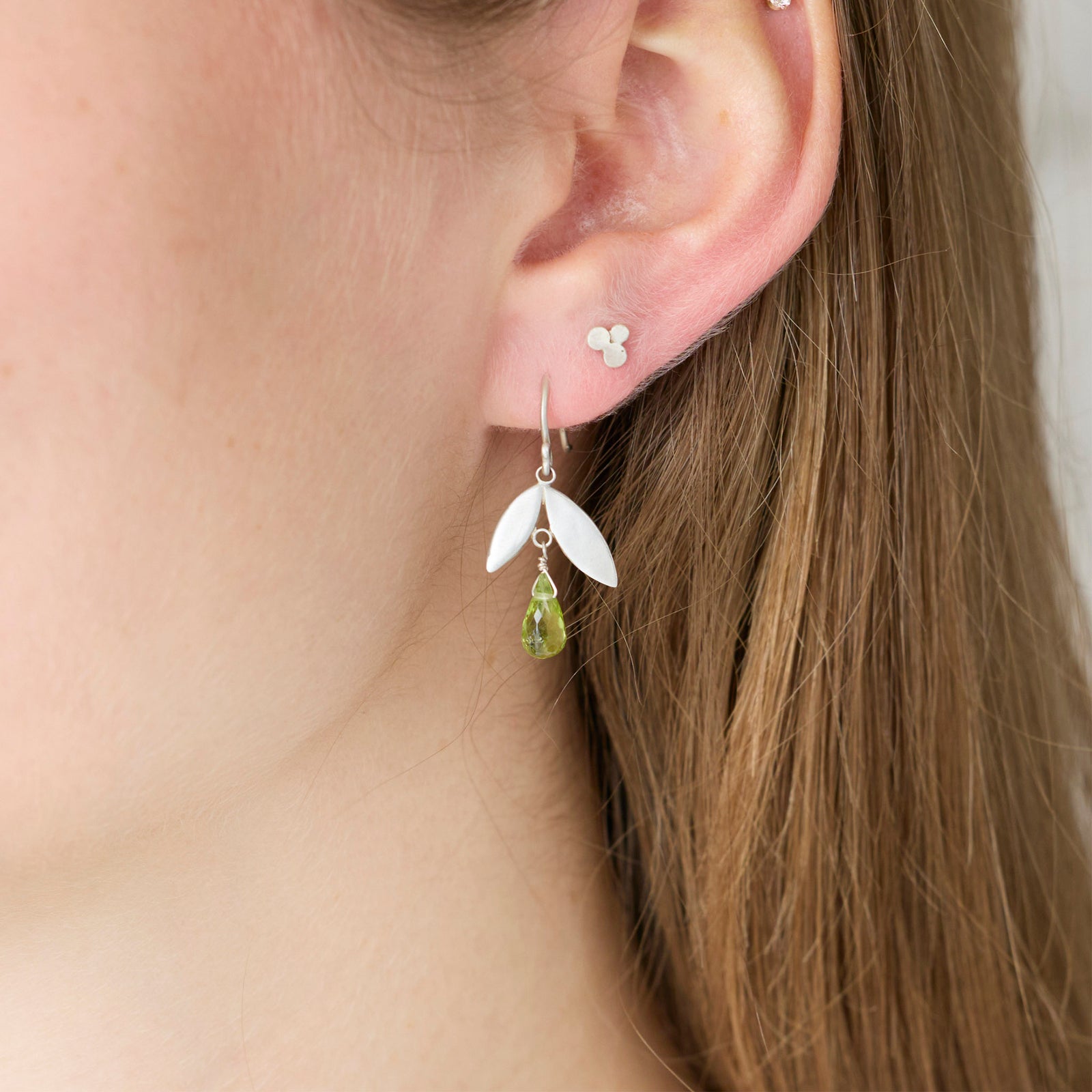 Peridot Leaf Earrings