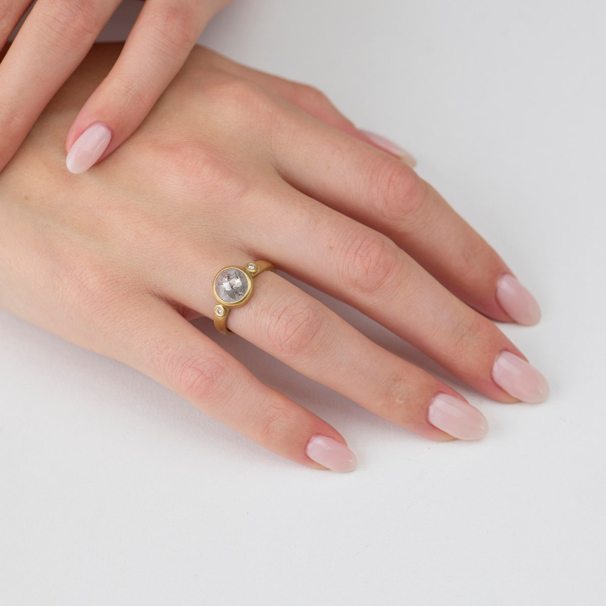 Rose Cut Gray Diamond Ring