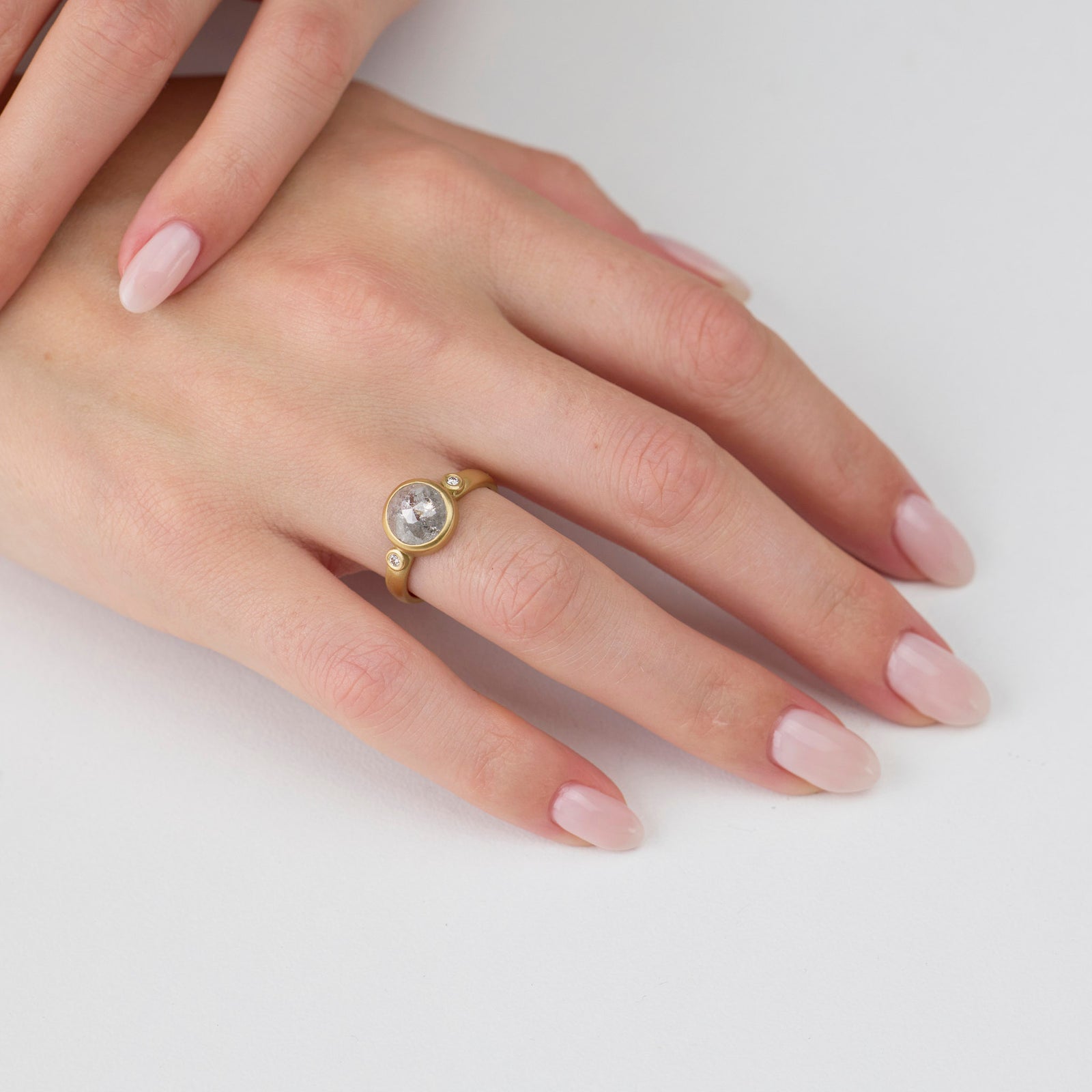 Rose Cut Gray Diamond Ring