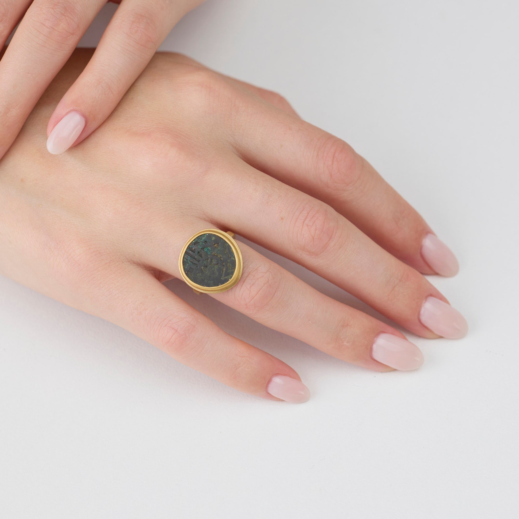 Ancient Indian Coin Ring in Gold