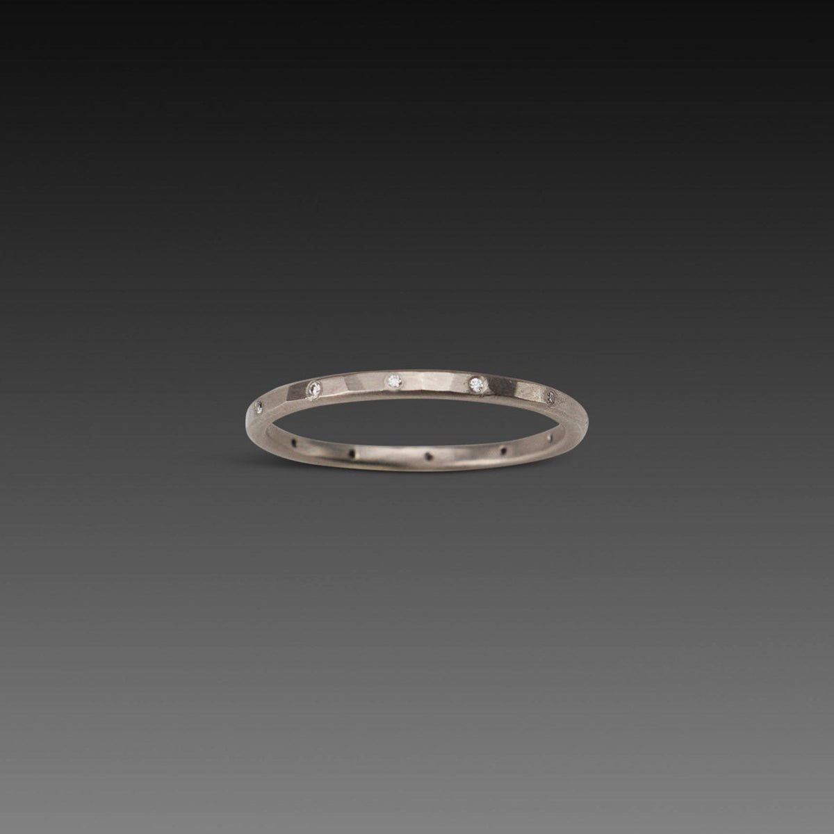 Narrow Diamond Band in White Gold