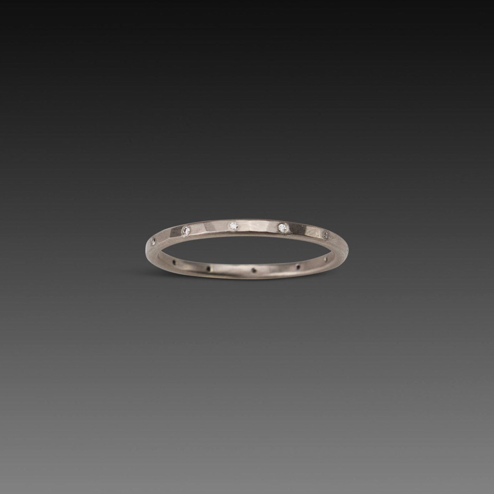 Narrow Diamond Band in White Gold