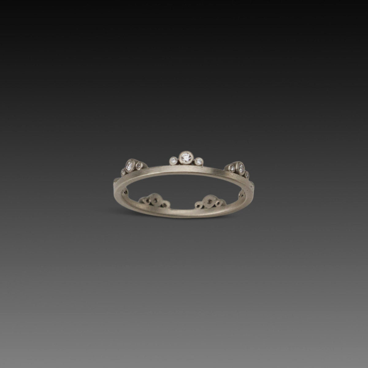 Small Diamond Side Trios Band in White Gold