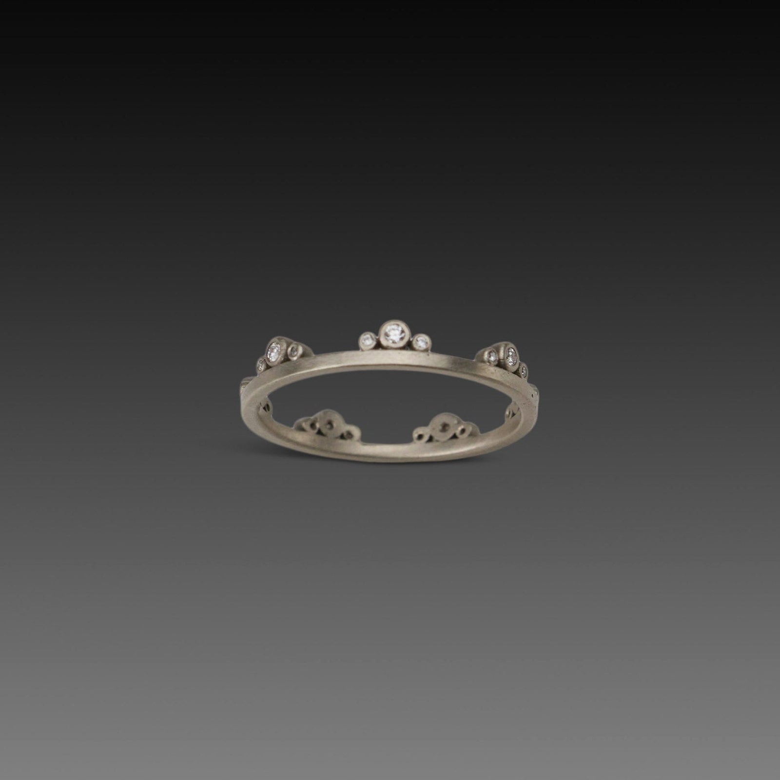 Small Diamond Side Trios Band in White Gold