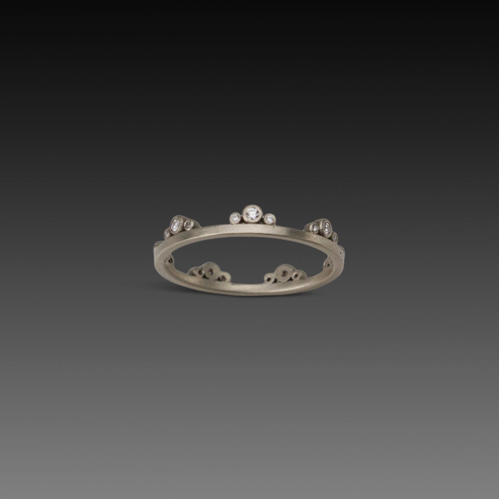 Small Diamond Side Trios Band in White Gold