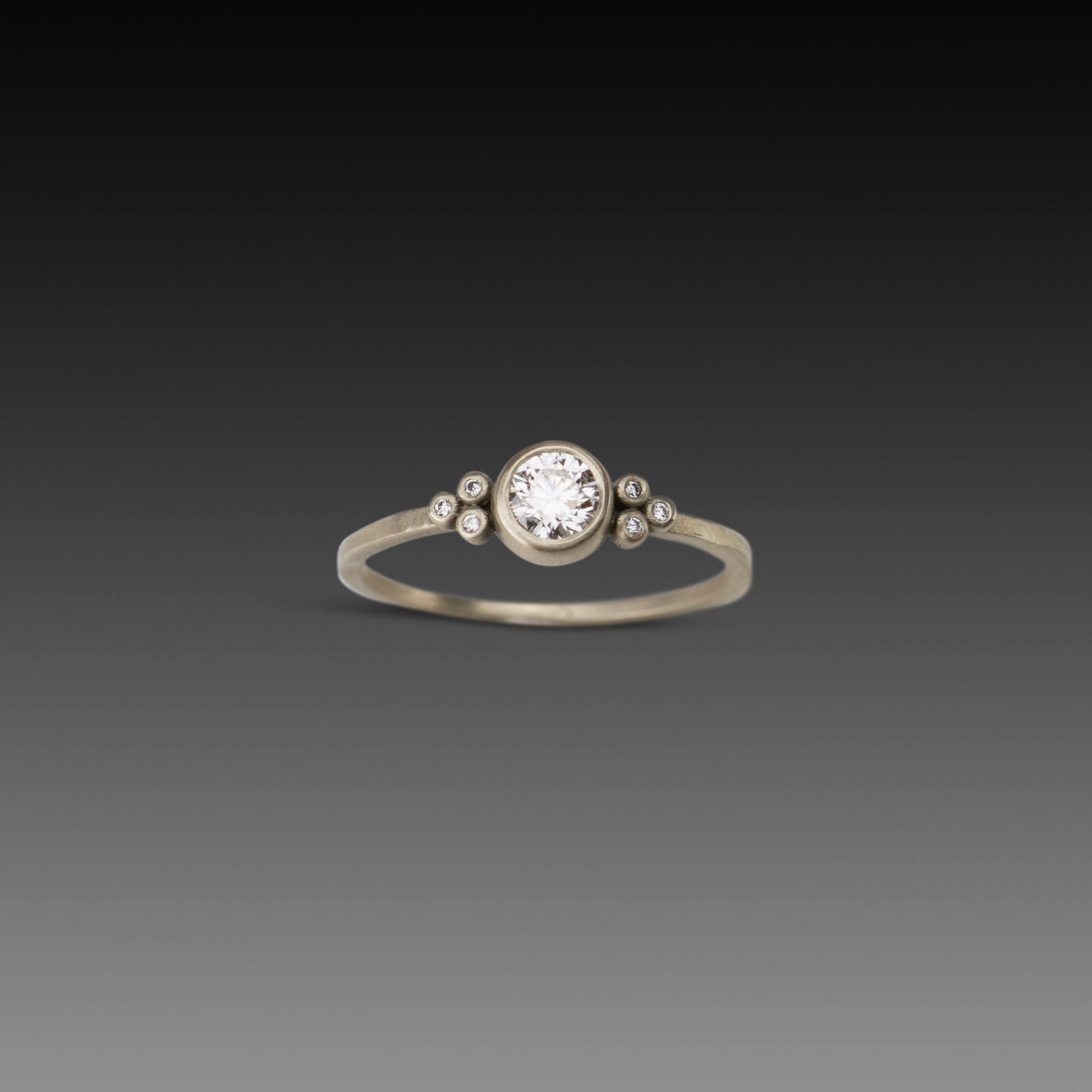 Medium Diamond Flourish Ring in White Gold