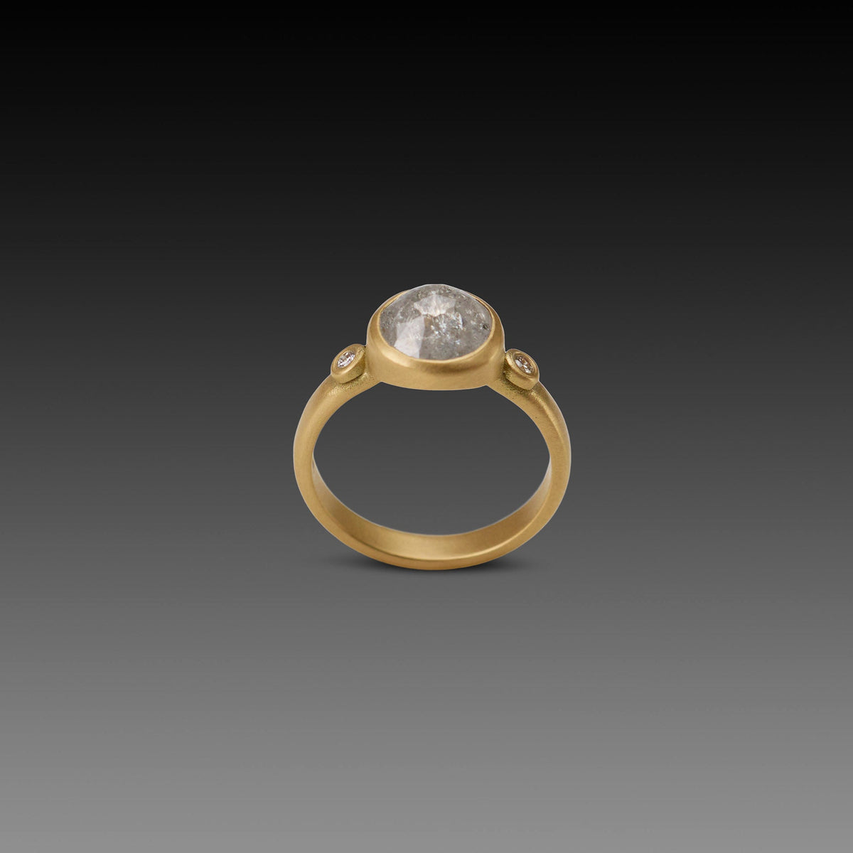 Rose Cut Gray Diamond Ring