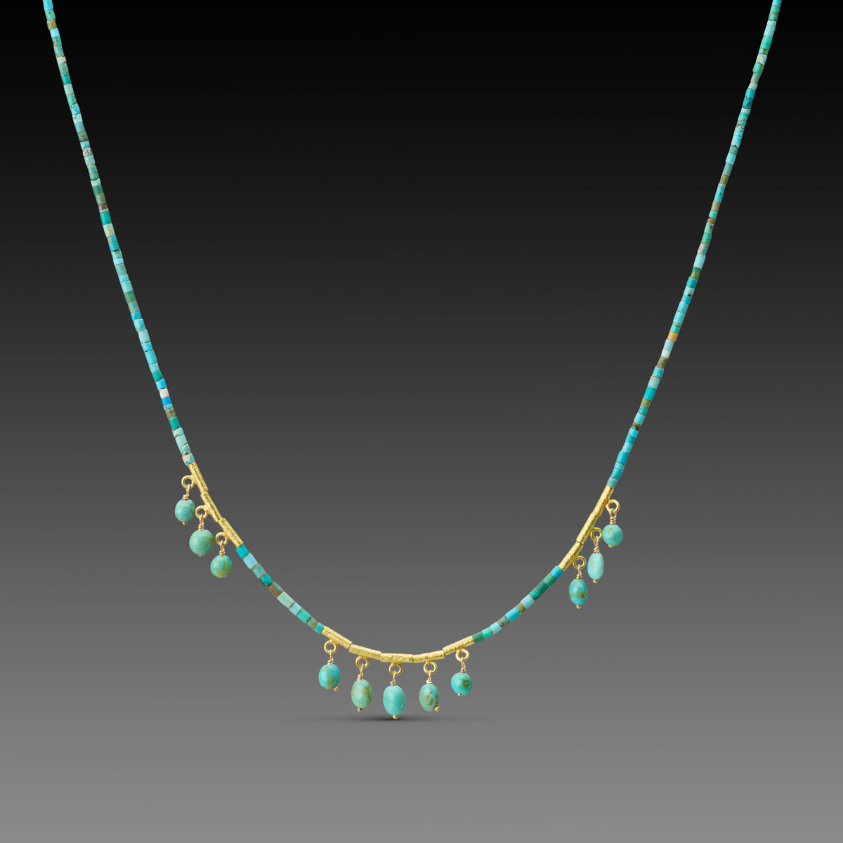 Turquoise Necklace with Bead Fringe