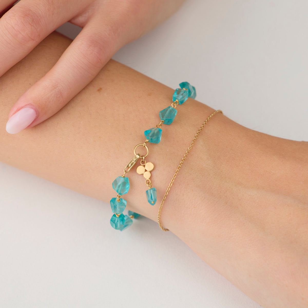 Apatite Bracelet with 22k Disk Charm
