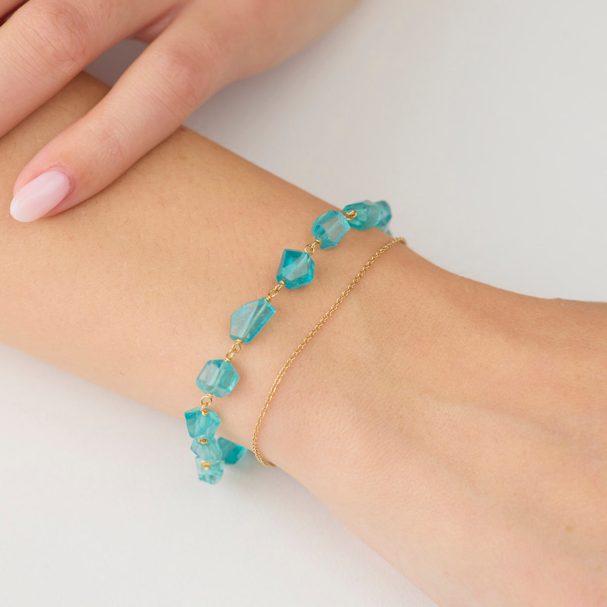 Apatite Bracelet with 22k Disk Charm