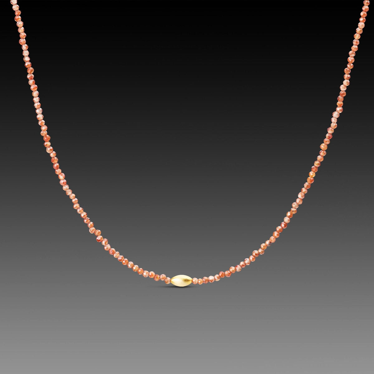 Zircon Necklace with Gold Rice Bead