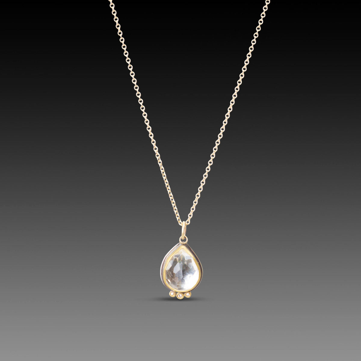 White Topaz Necklace with Diamond Trio