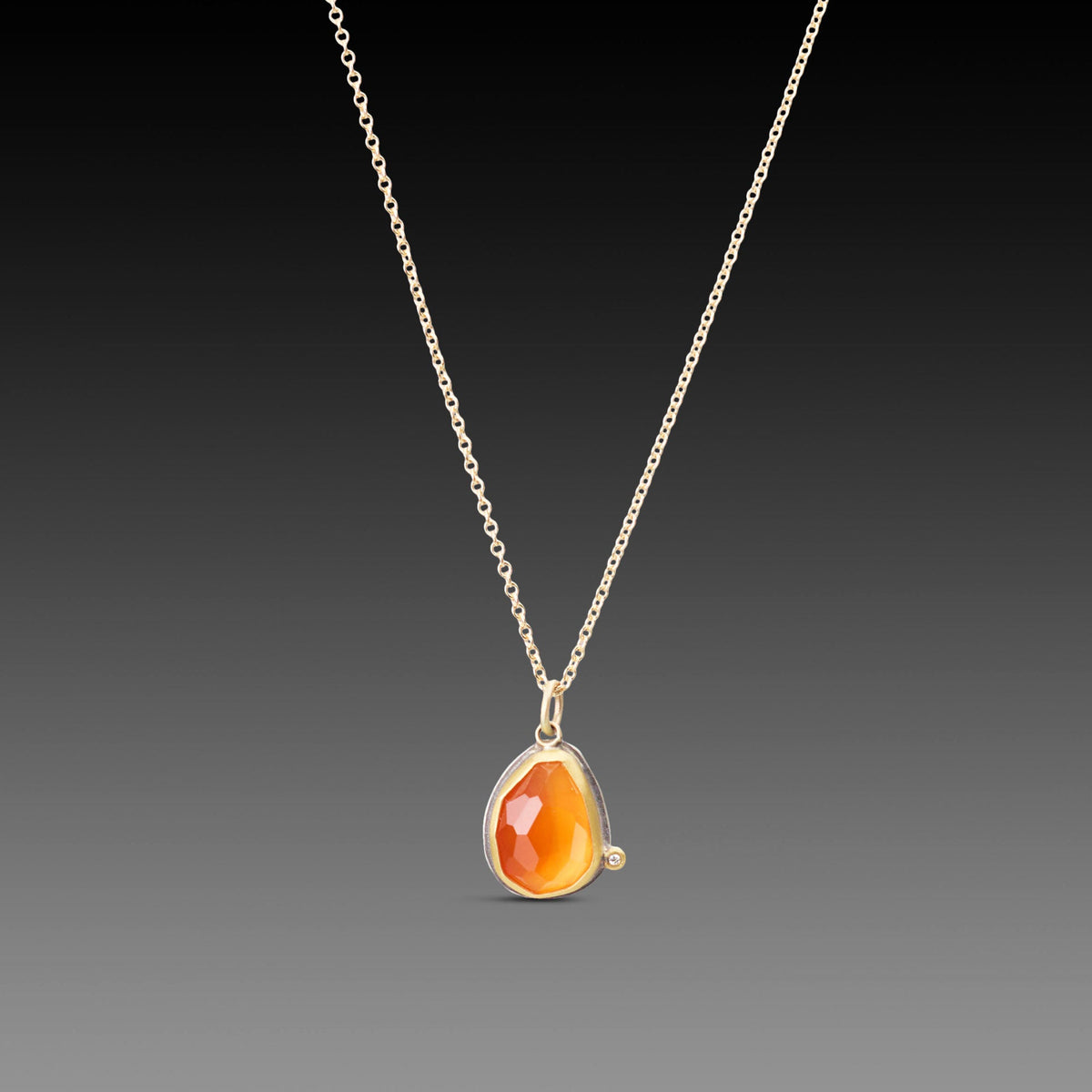 Carnelian Necklace with Diamond Dot