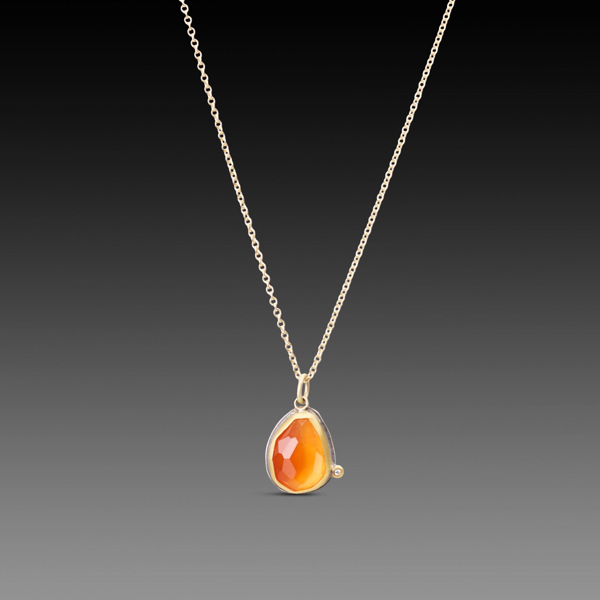 Carnelian Necklace with Diamond Dot