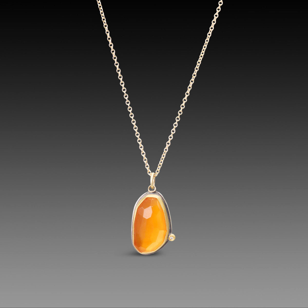 Carnelian Necklace with Diamond Dot
