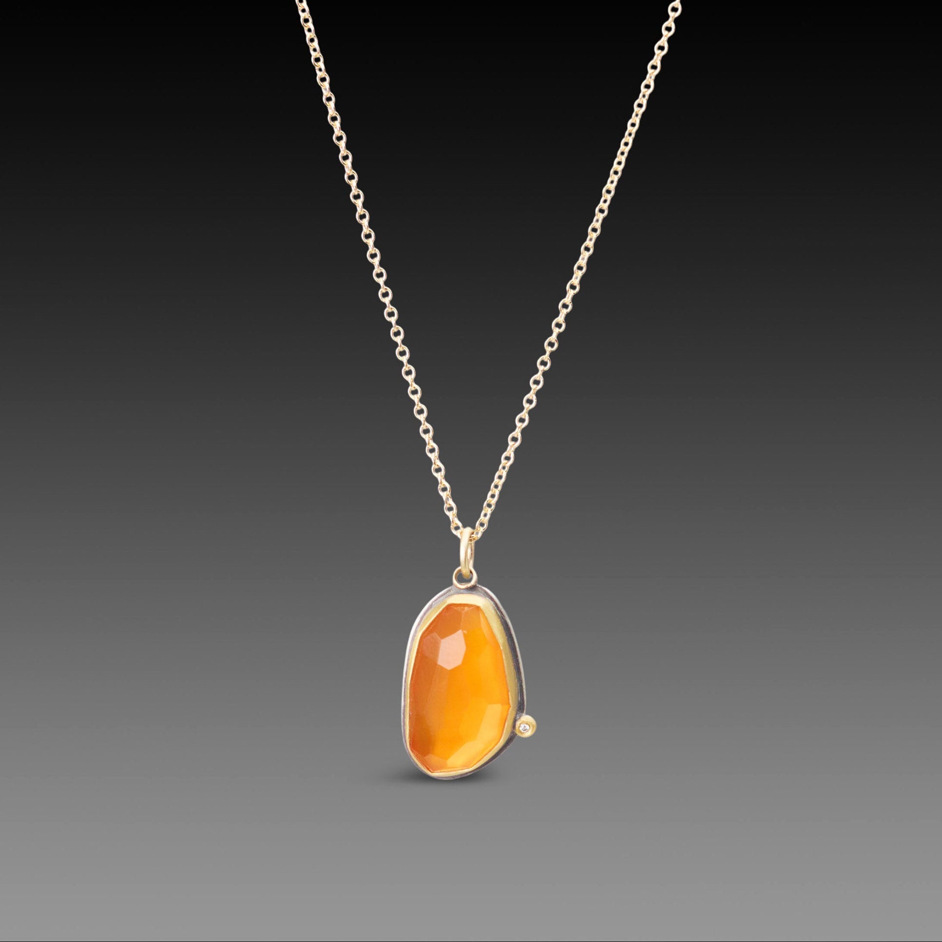 Carnelian Necklace with Diamond Dot