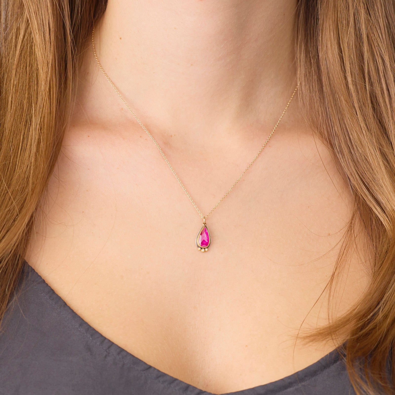 Ruby Teardrop Necklace