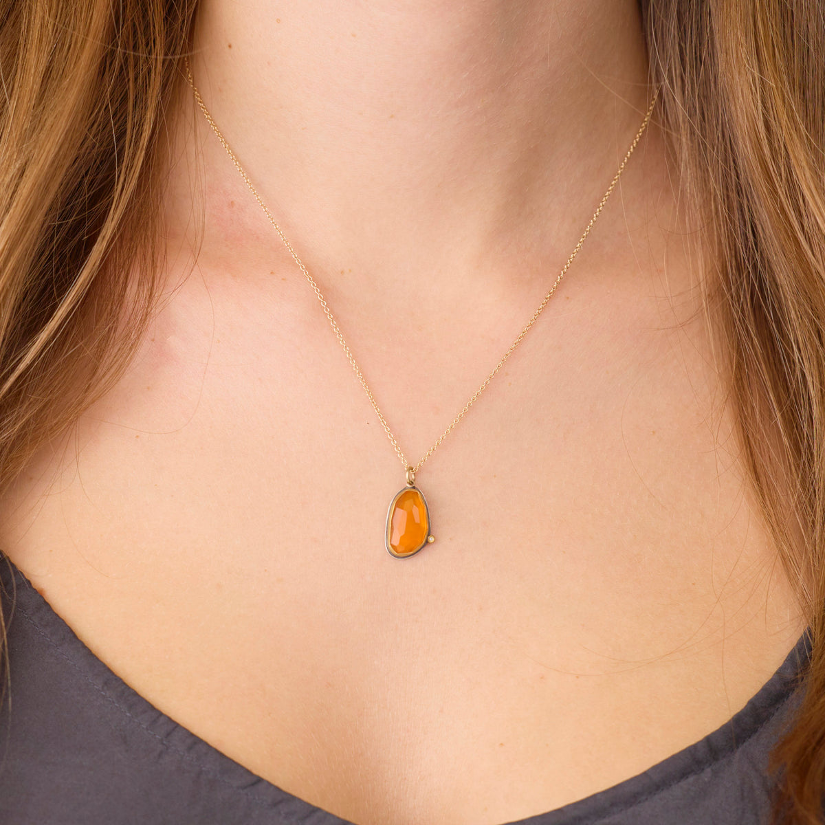 Carnelian Necklace with Diamond Dot