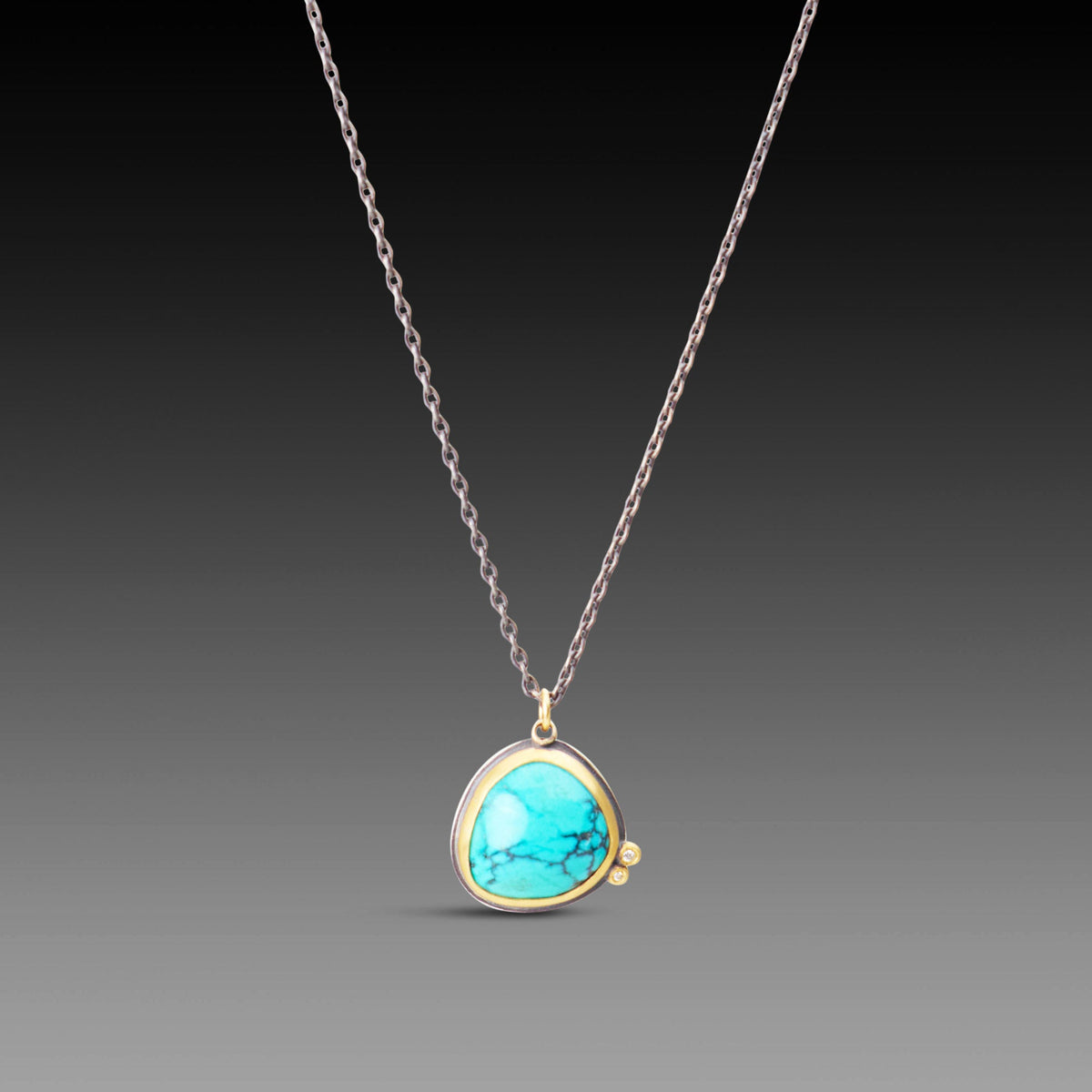 Turquoise Necklace with Two Diamonds