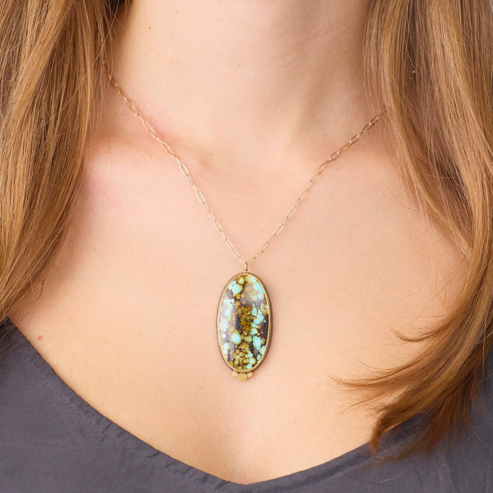 Turquoise Statement Necklace with Gold Trio