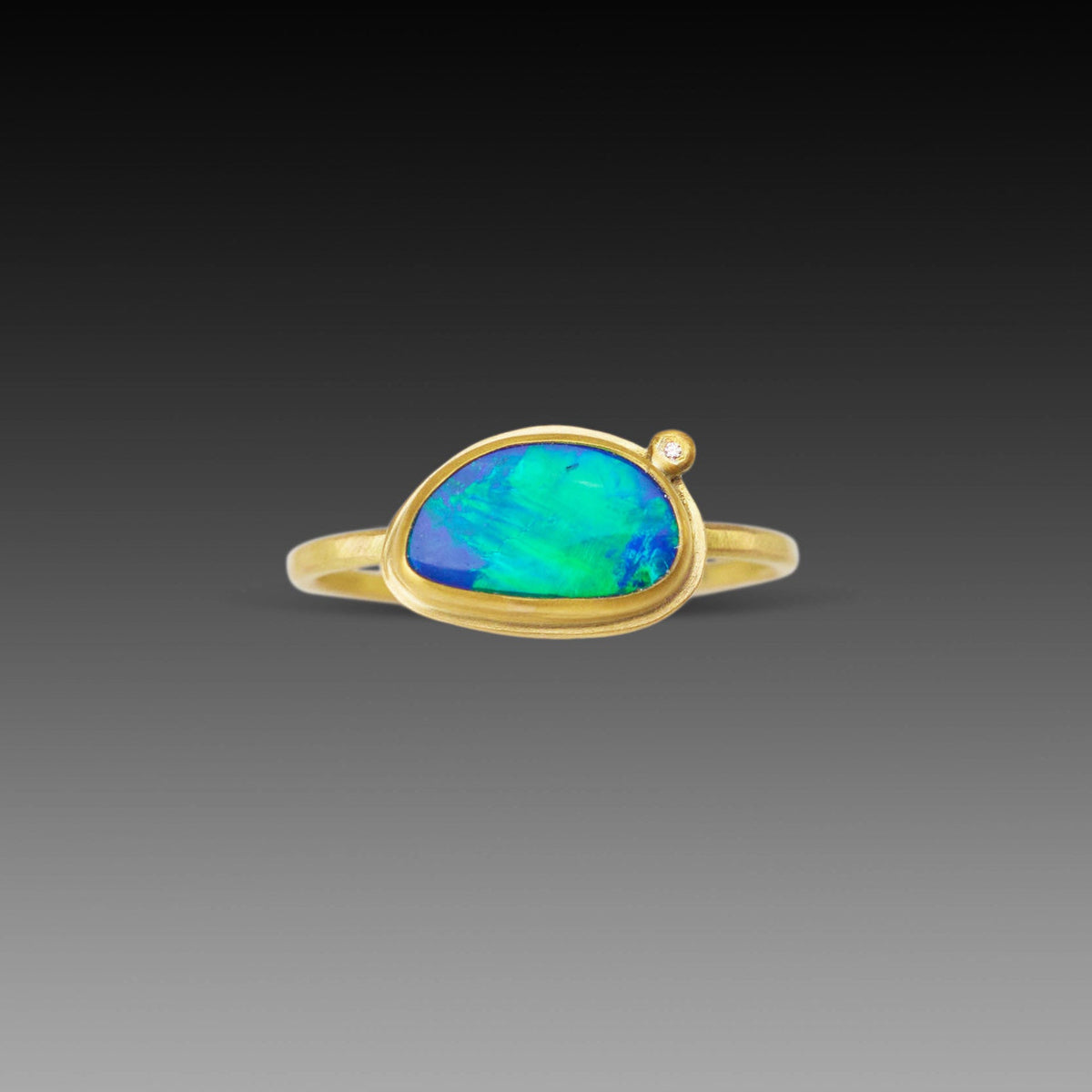Opal Ring with Diamond Dot