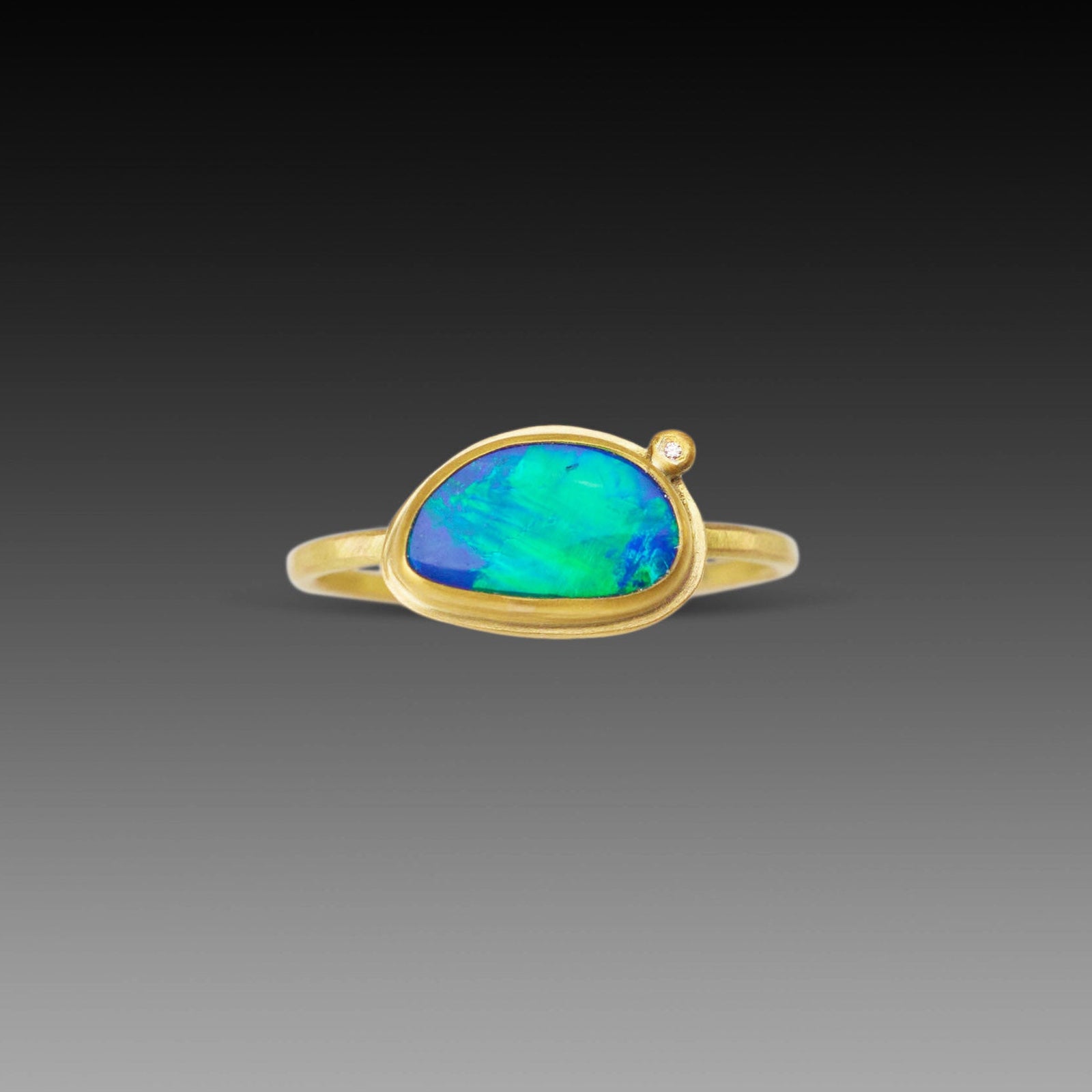 Opal Ring with Diamond Dot