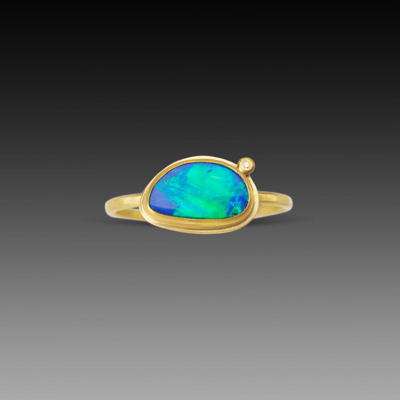 Opal Ring with Diamond Dot