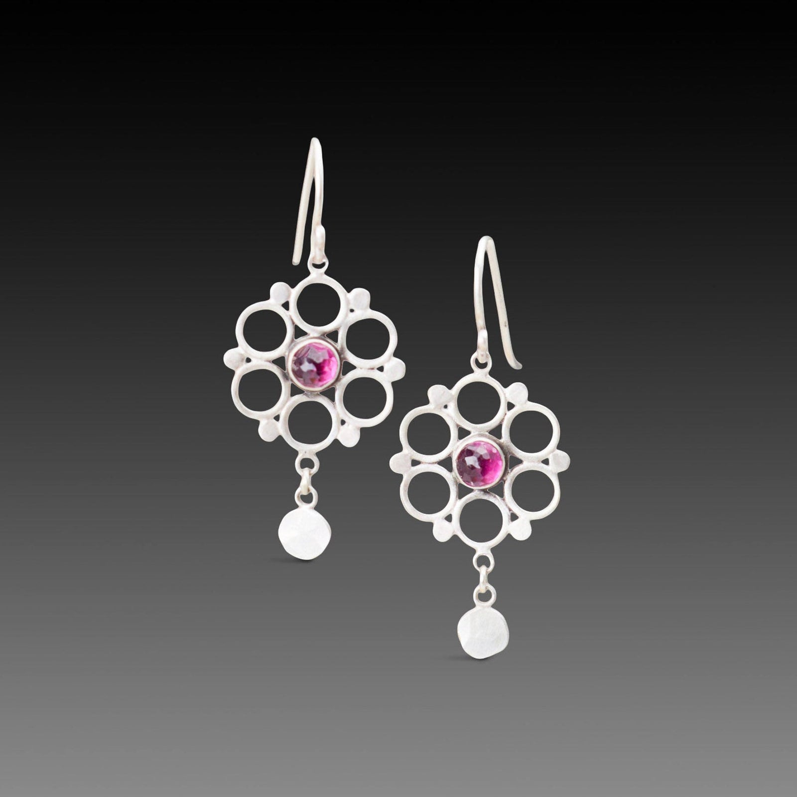 Rhodolite Garnet Mandala Earrings