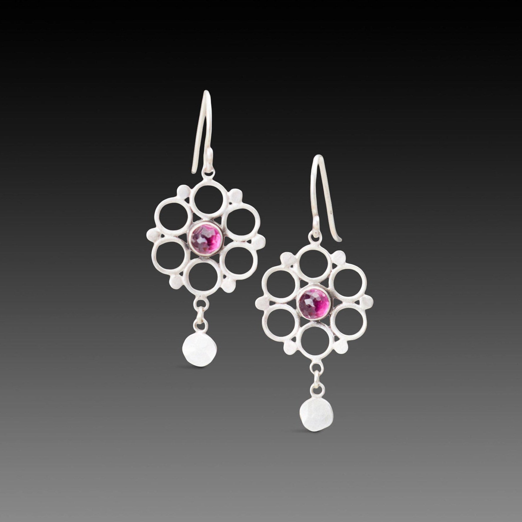 Rhodolite Garnet Mandala Earrings