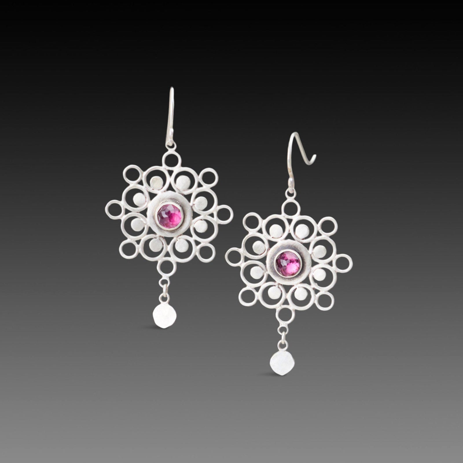 Rhodolite Garnet Mandala Earrings