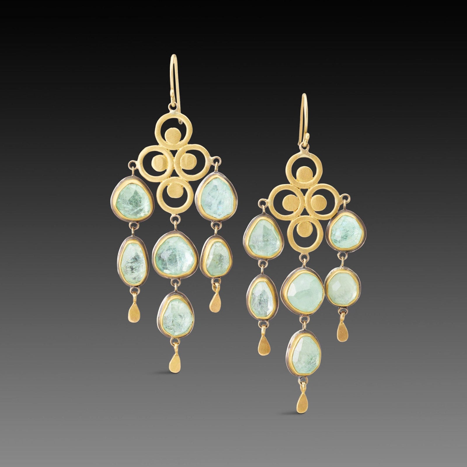Luminous Filigree Beryl Chandelier Earrings