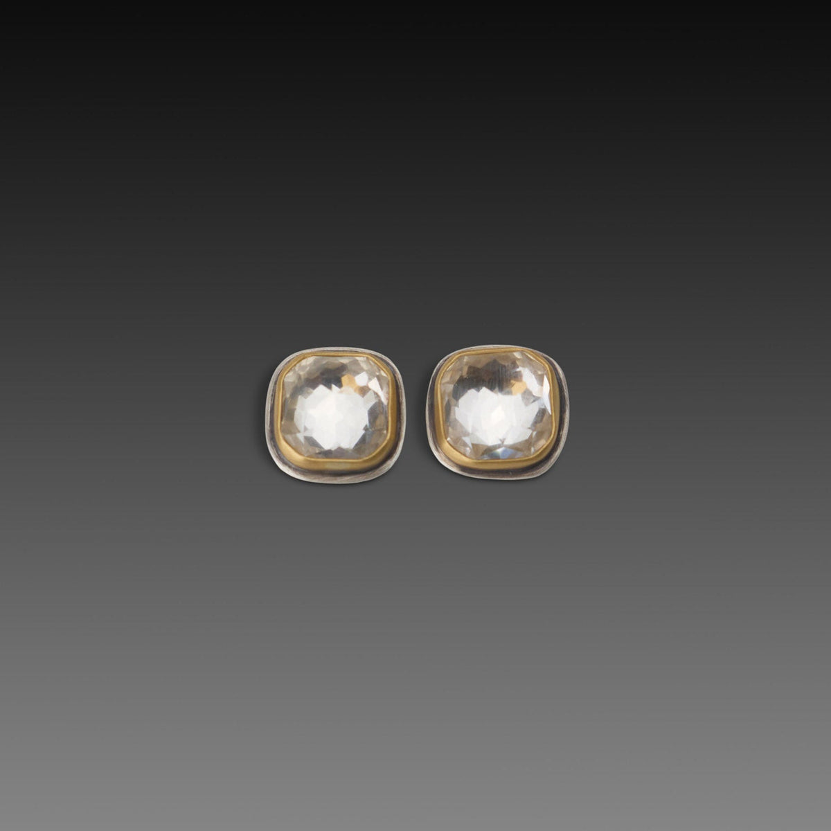 Square White Topaz Stud Earrings