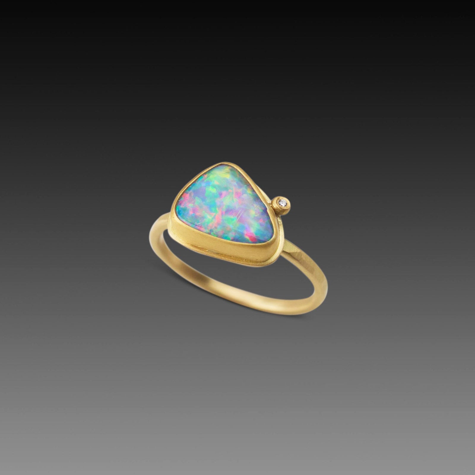Organic Opal Ring with Diamond Dot