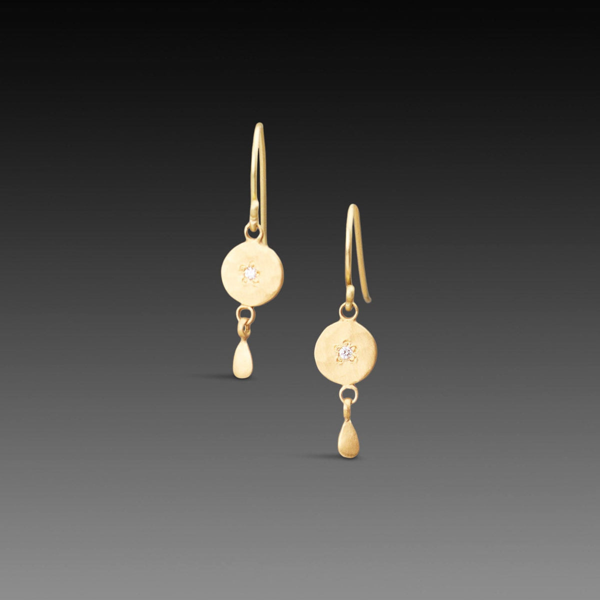 Dainty Disk Earrings with Diamond