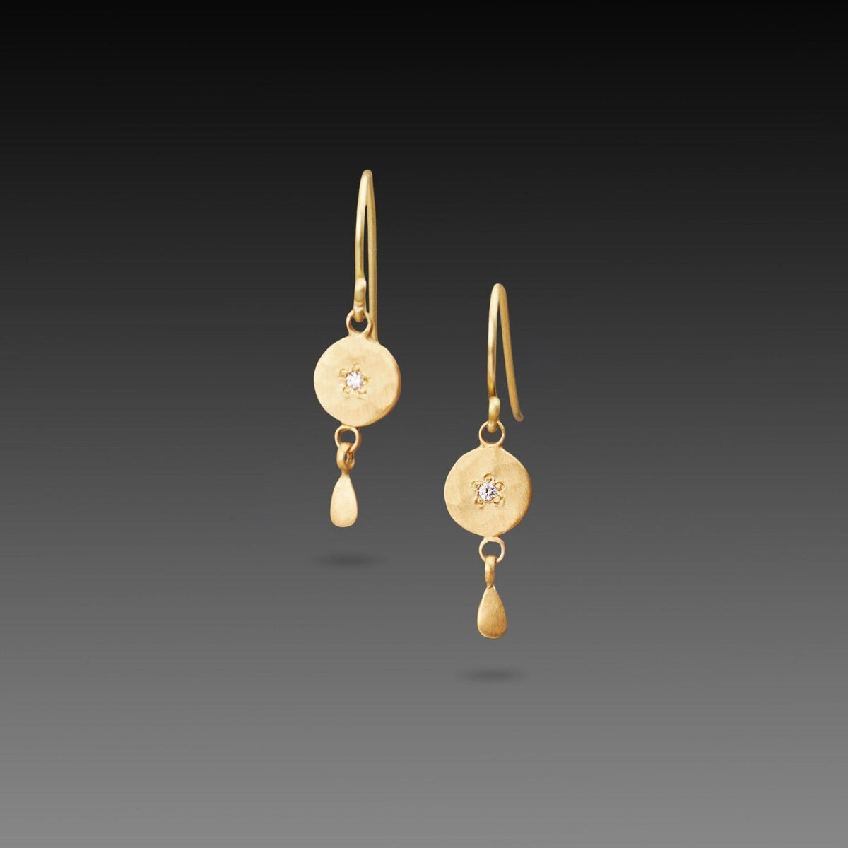 Dainty Disk Earrings with Diamond