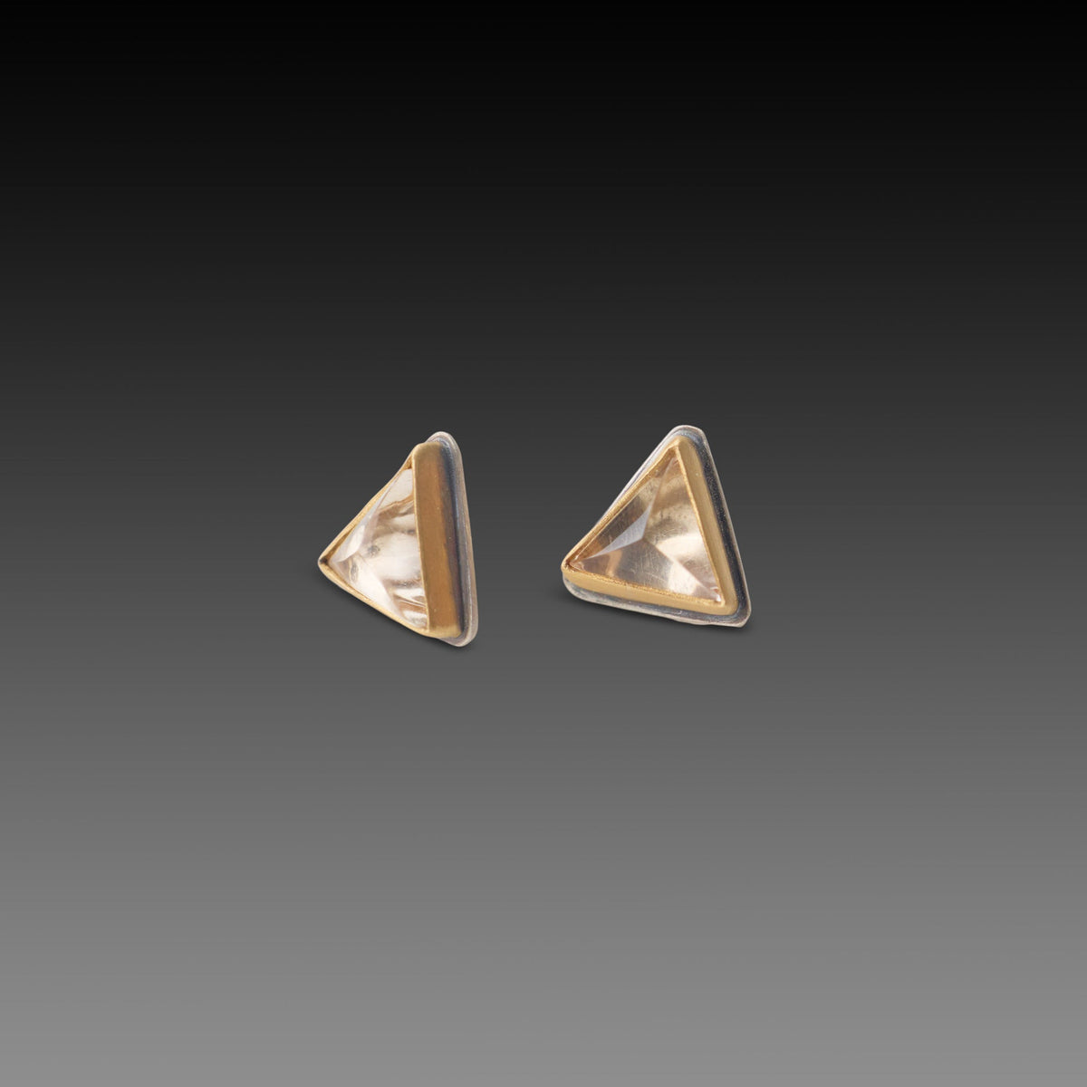 Triangle Champagne Quartz Stud Earrings