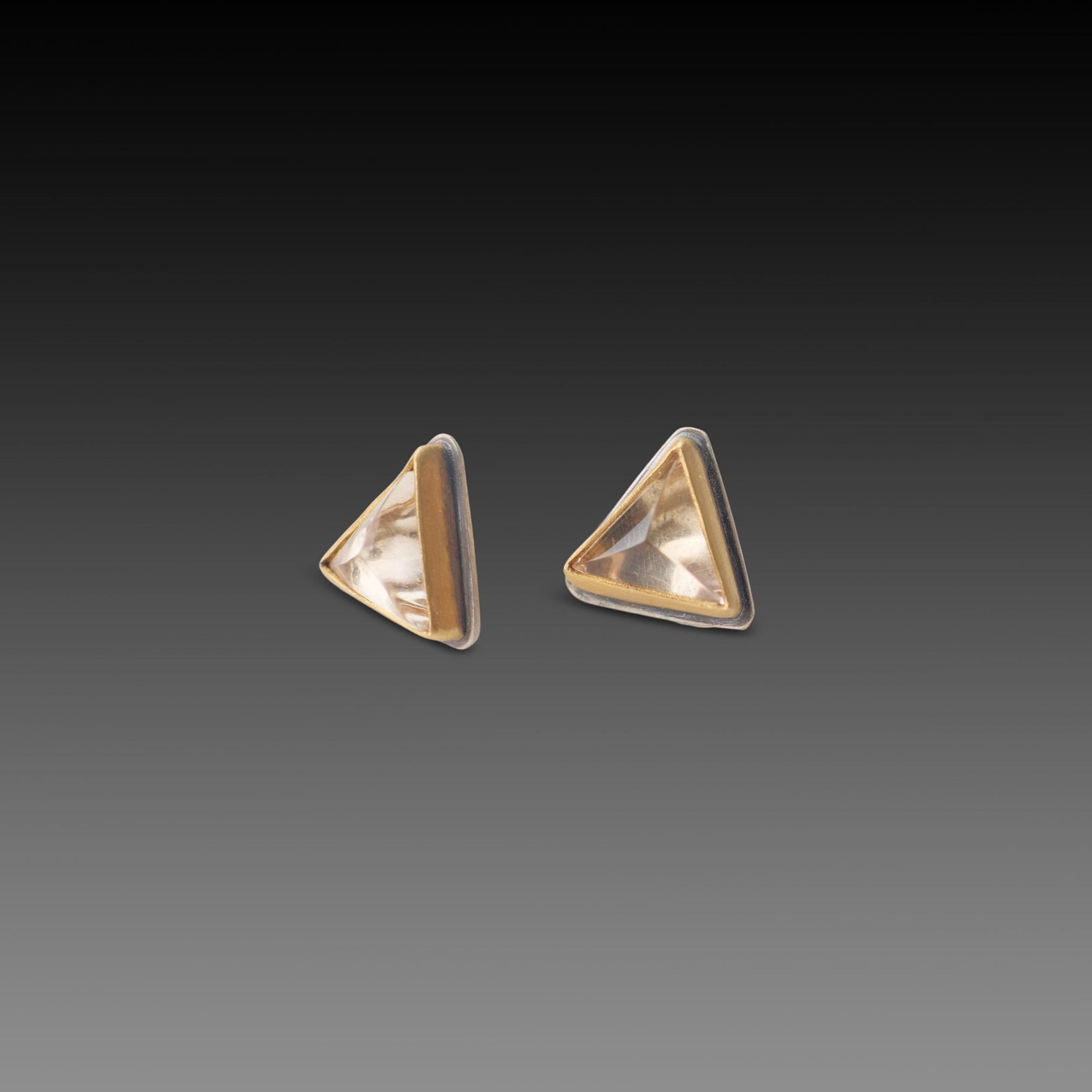 Triangle Champagne Quartz Stud Earrings