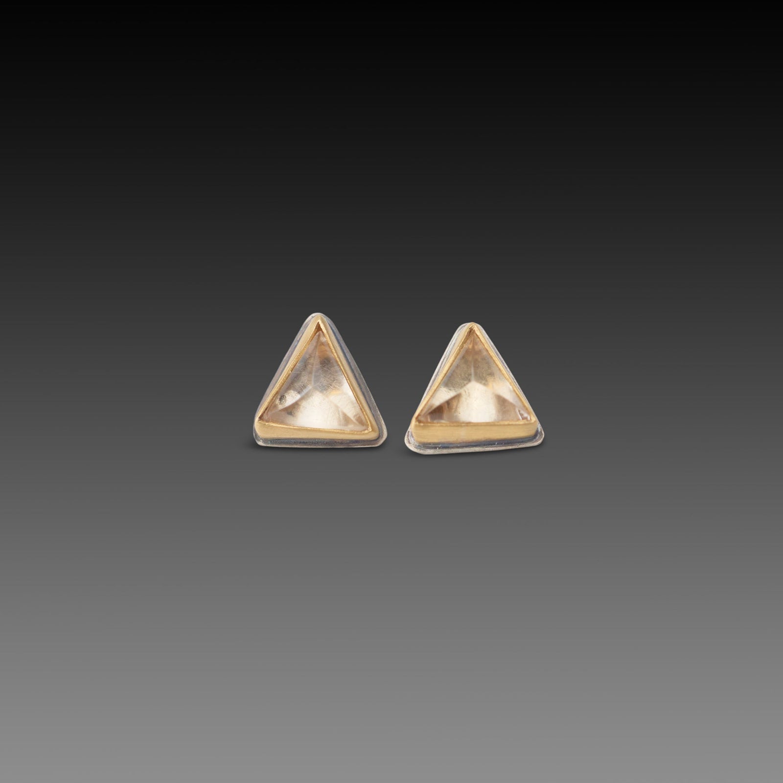 Triangle Champagne Quartz Stud Earrings