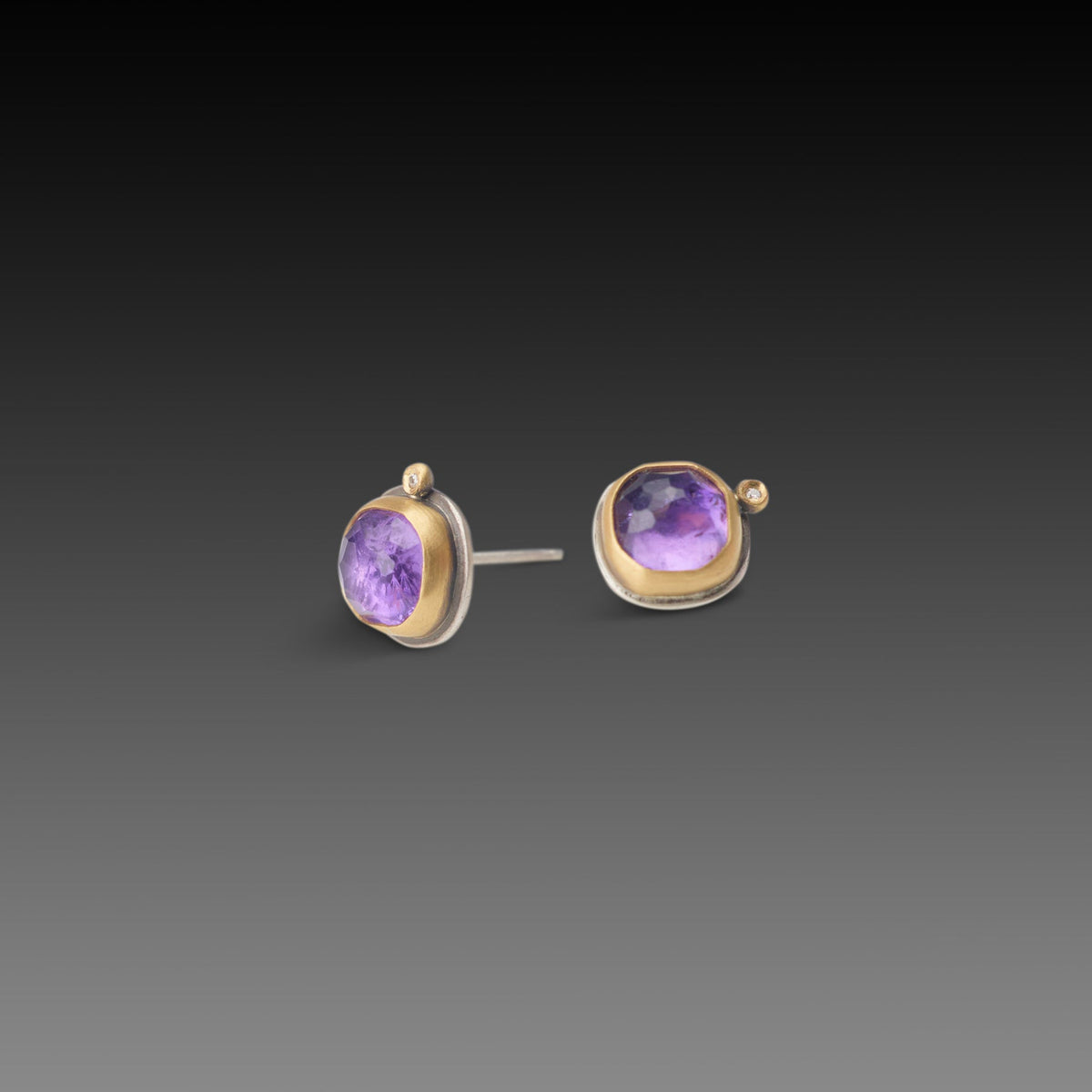 Square Amethyst Stud Earrings
