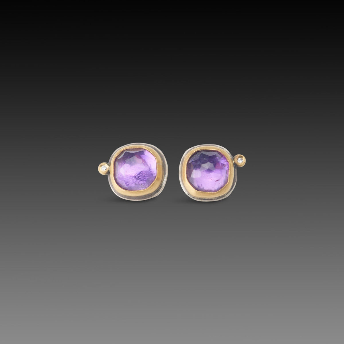 Square Amethyst Stud Earrings