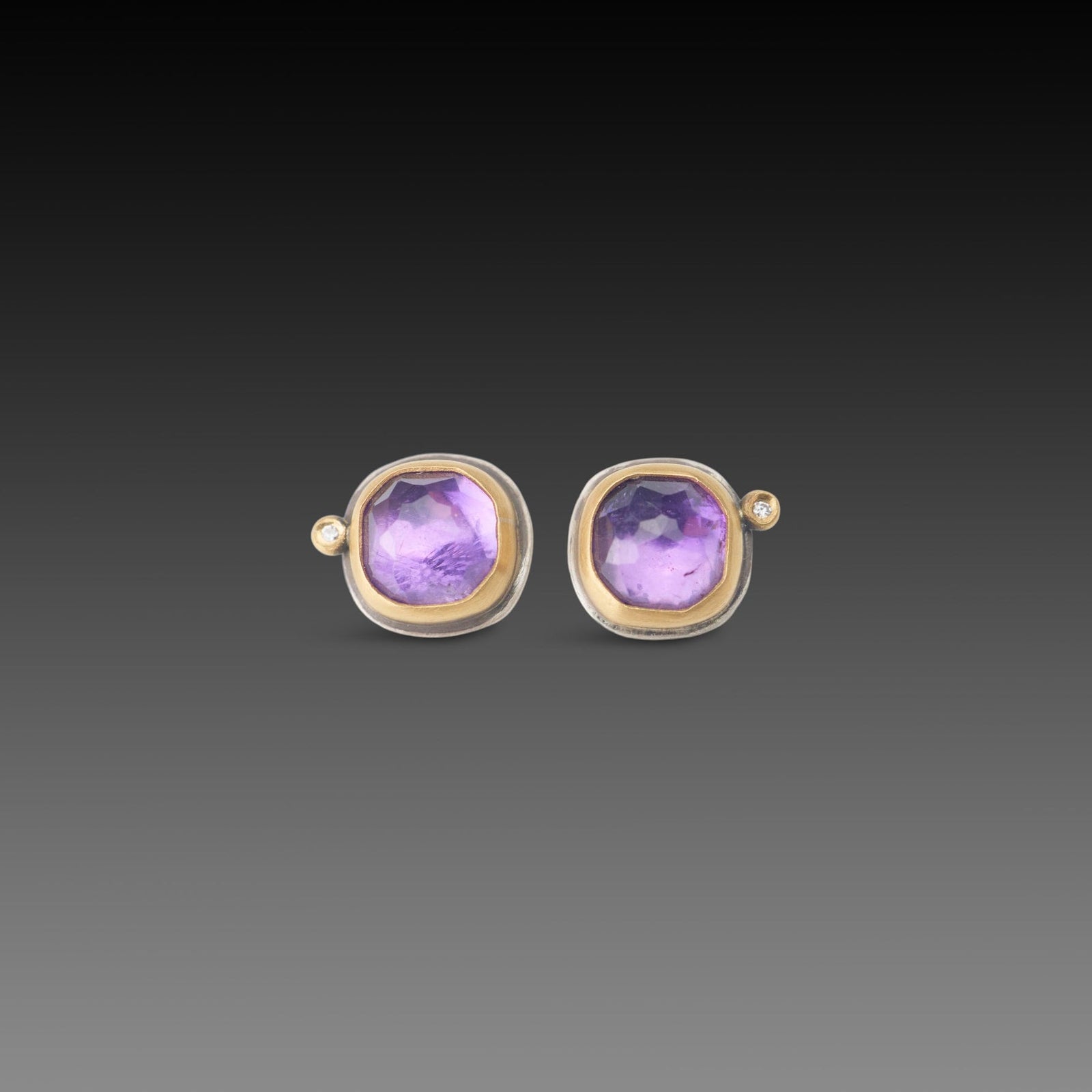 Square Amethyst Stud Earrings