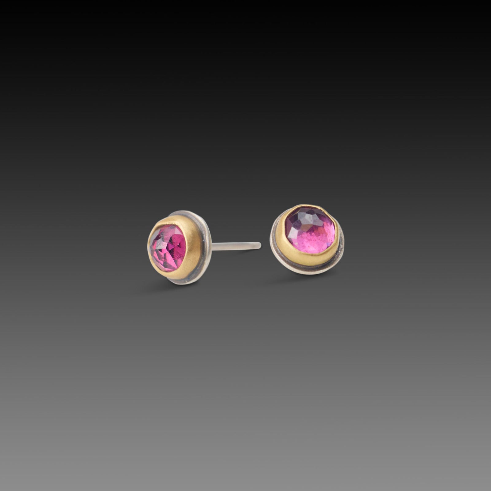 Round Garnet Stud Earrings