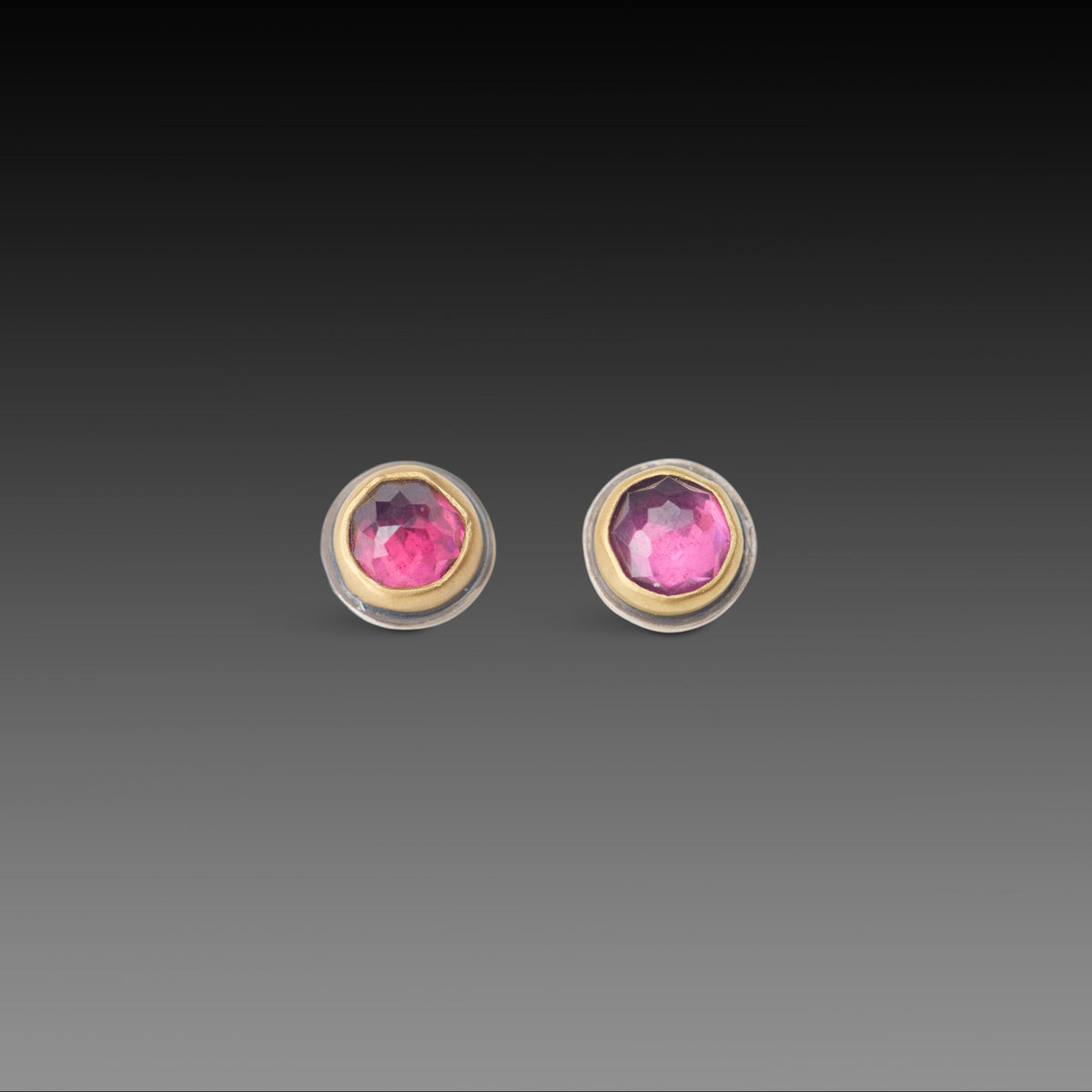 Round Garnet Stud Earrings