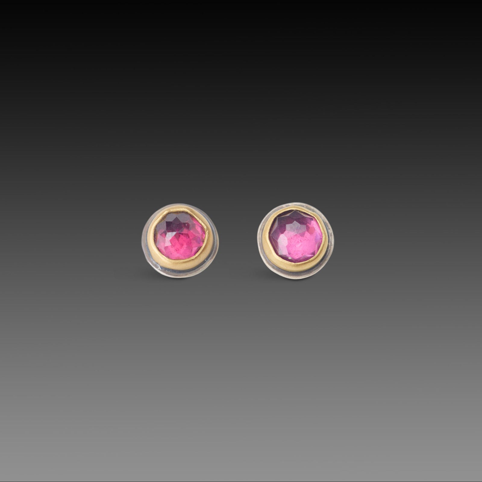 Round Garnet Stud Earrings