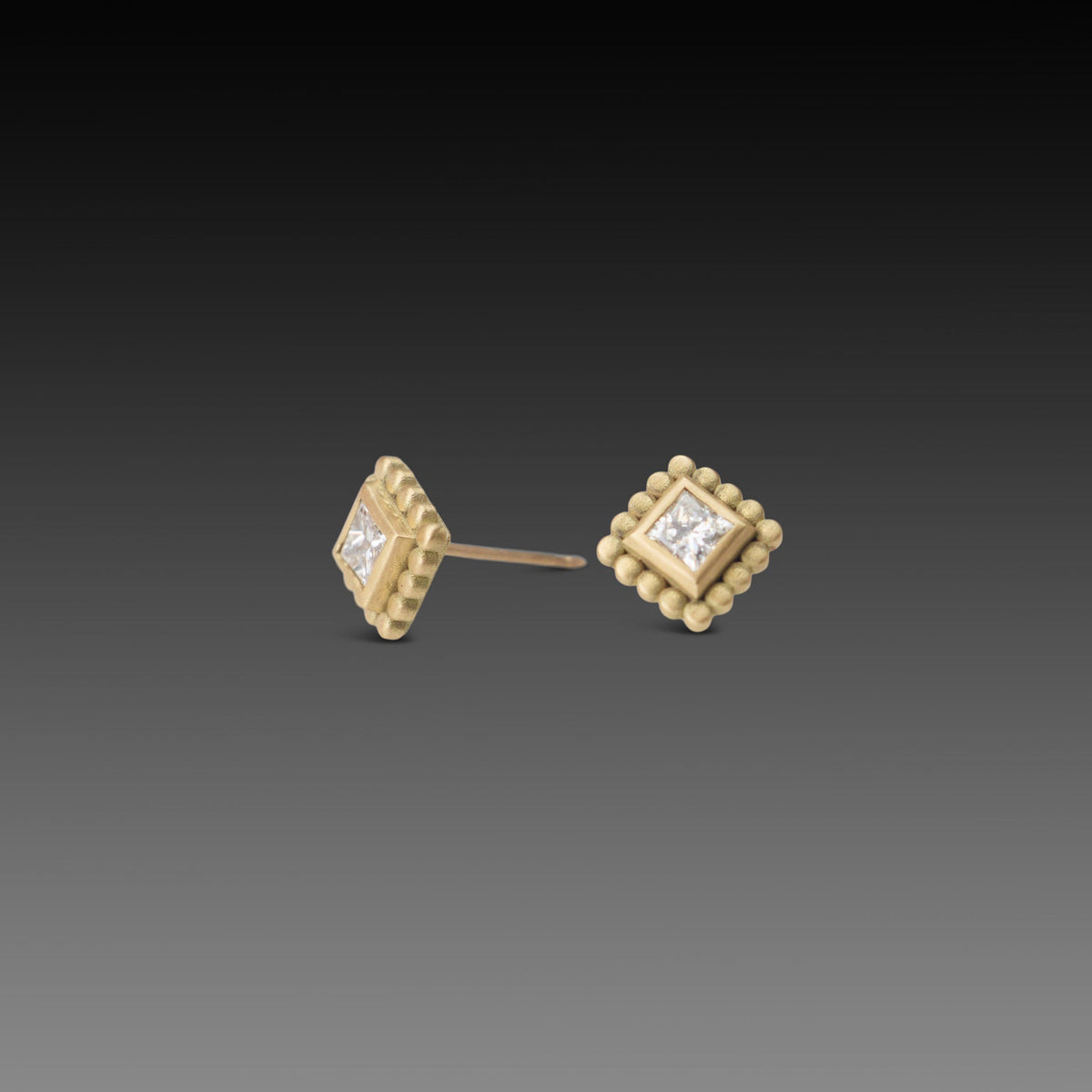 Square Diamond Stud Earrings