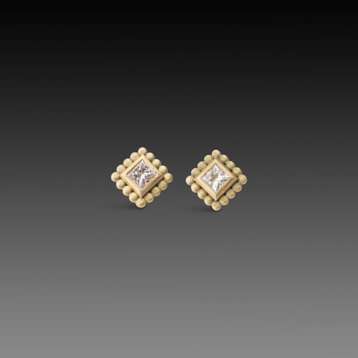 Square Diamond Stud Earrings