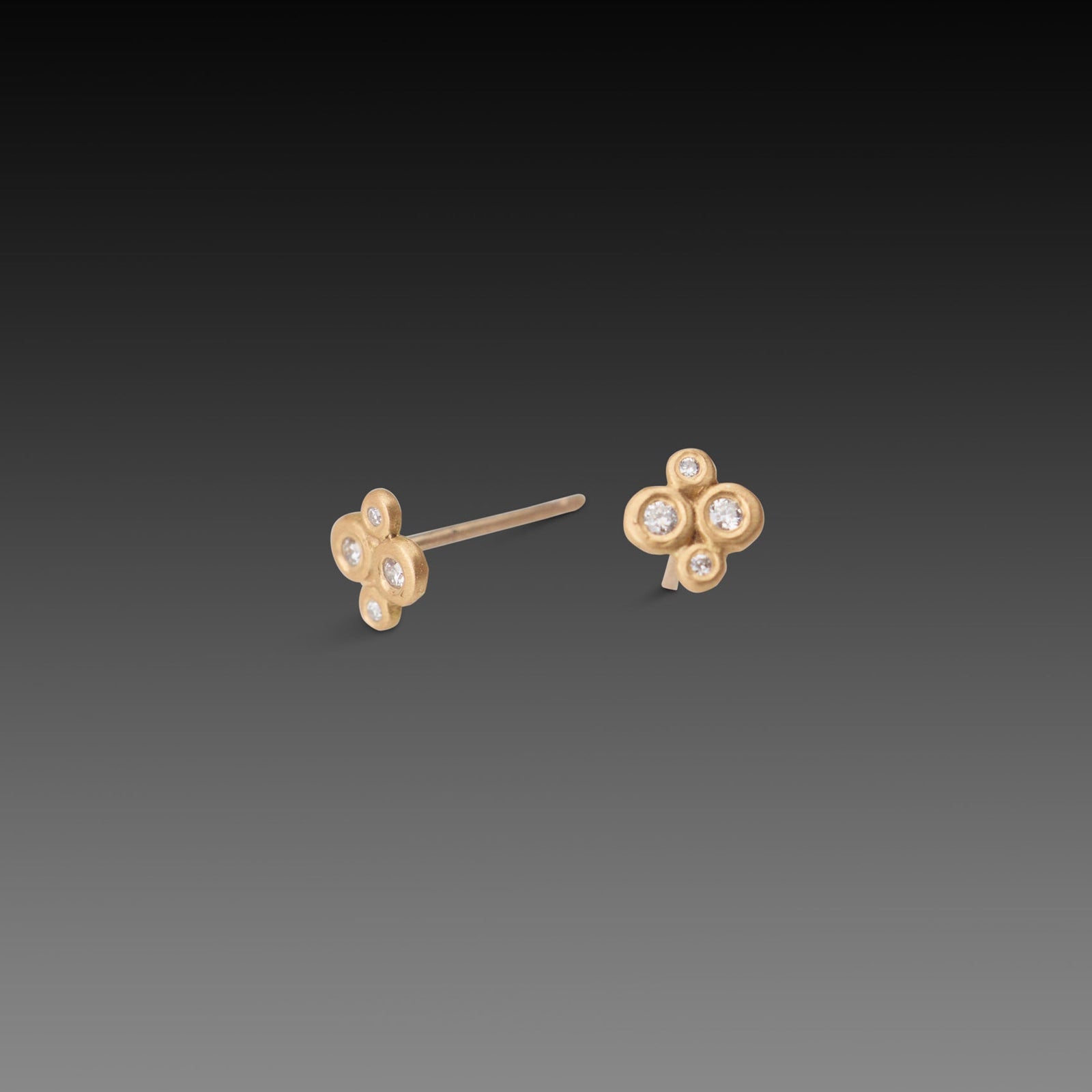 Tiny Disk Stud Earrings with Diamonds