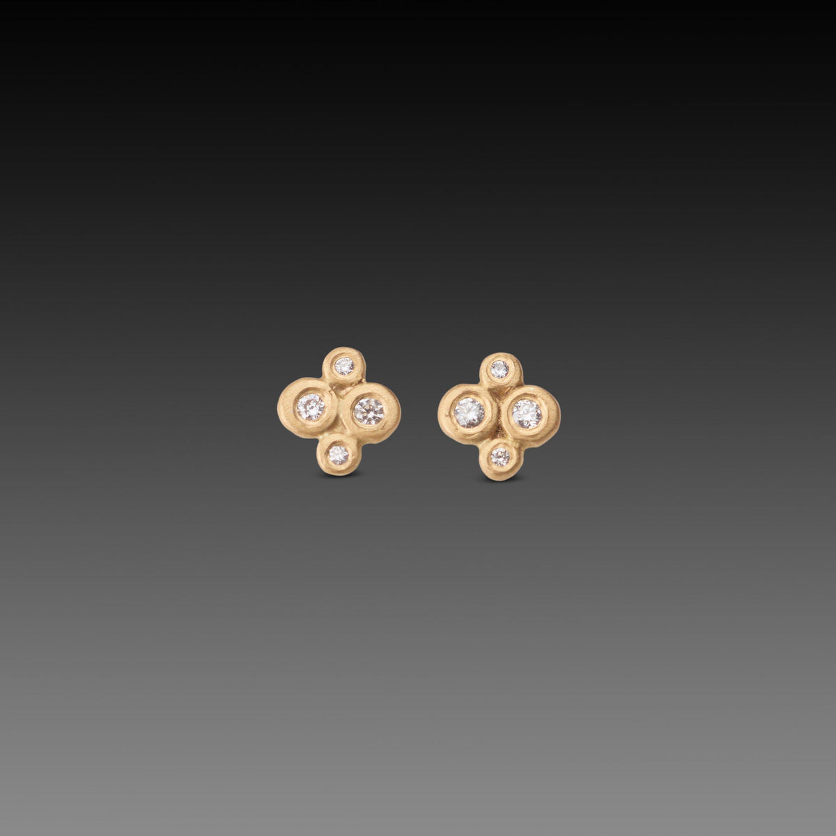 Tiny Disk Stud Earrings with Diamonds