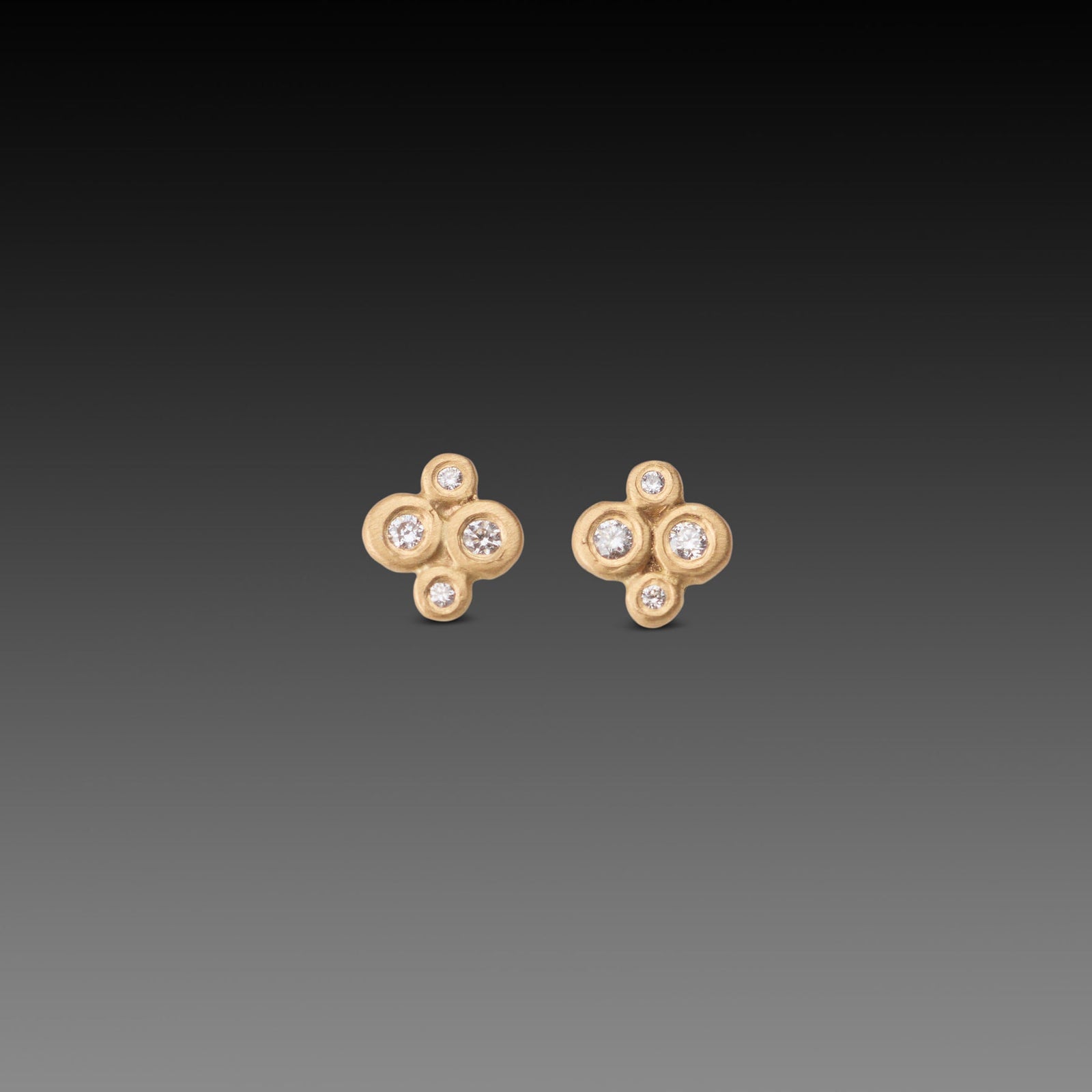 Tiny Disk Stud Earrings with Diamonds