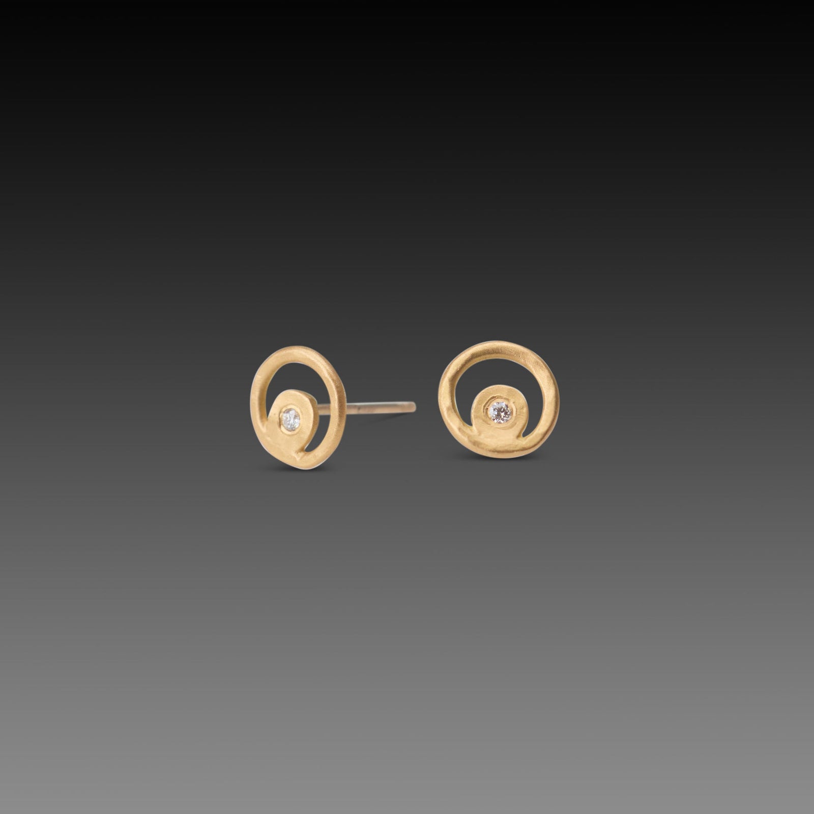 Gold Filigree Diamond Dot Stud Earrings